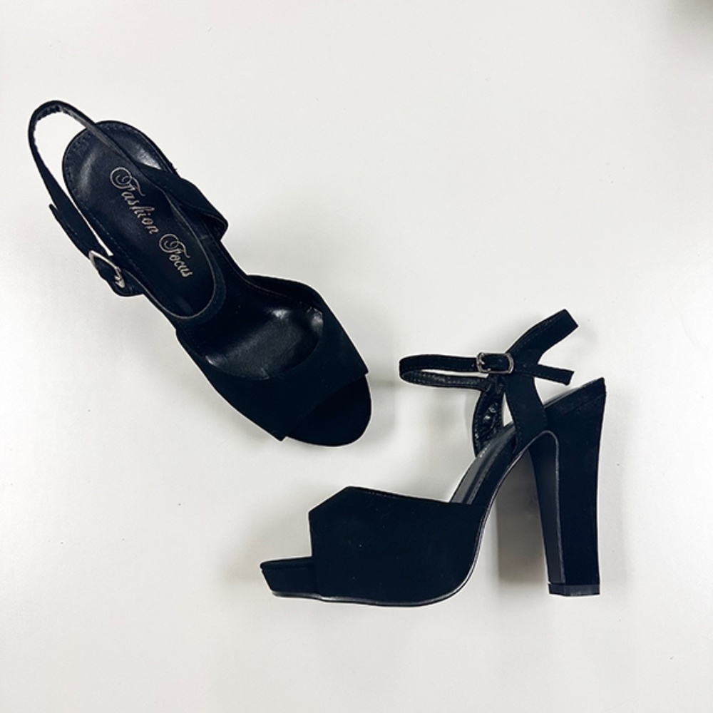 Platform Heels from Fashion Focus - Carmyn-1 Black Lamy
